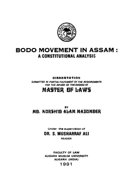 Bodo Movement in Assam Master of Laws