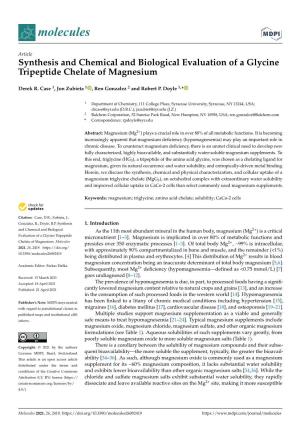 Synthesis and Chemical and Biological Evaluation of a Glycine Tripeptide Chelate of Magnesium