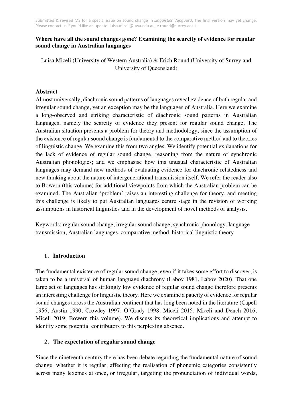 Examining the Scarcity of Evidence for Regular Sound Change in Australian Languages