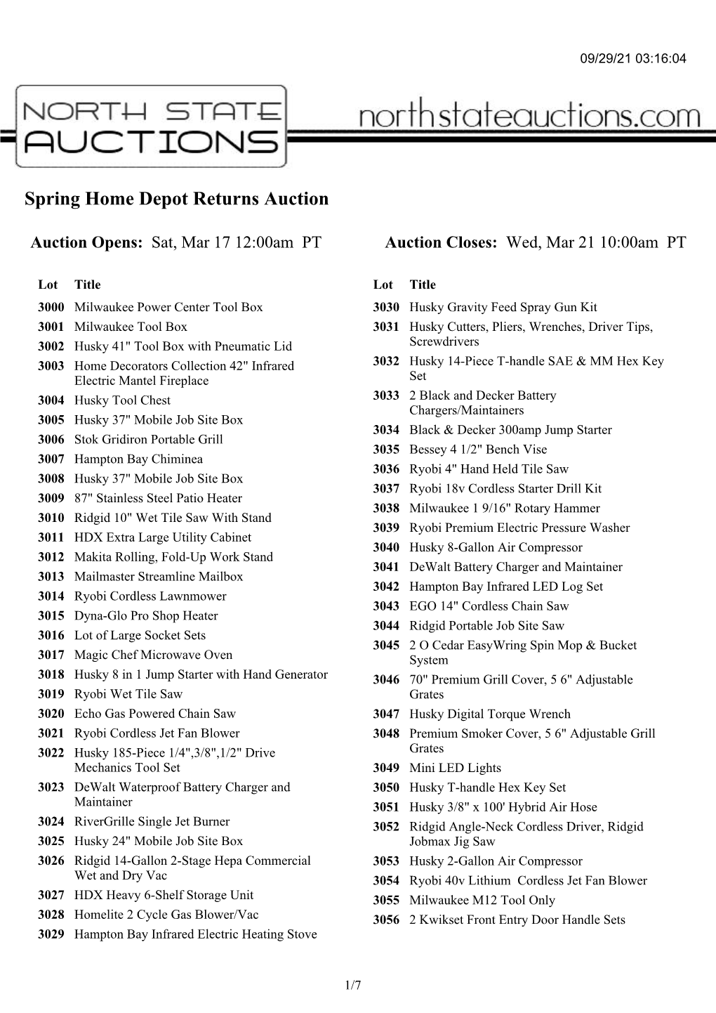 Spring Home Depot Returns Auction