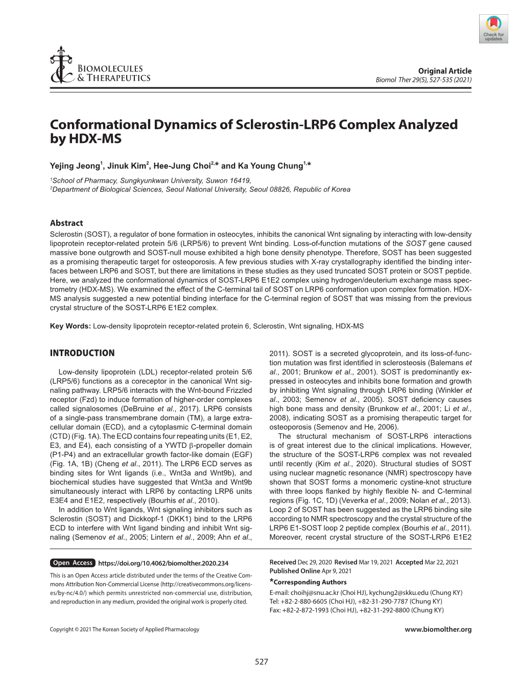 Conformational Dynamics of Sclerostin-LRP6 Complex Analyzed by HDX-MS