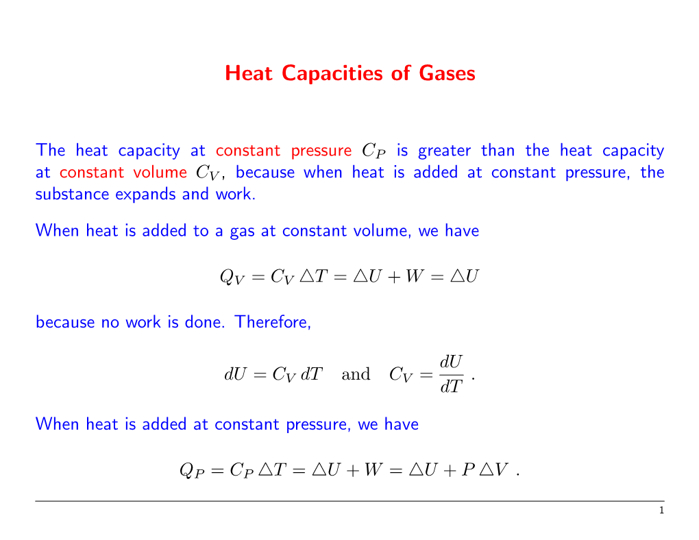 Heat Capacities of Gases