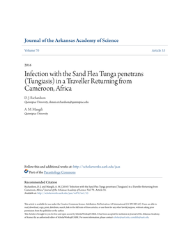 Infection with the Sand Flea Tunga Penetrans (Tungiasis) in a Traveller Returning from Cameroon, Africa D