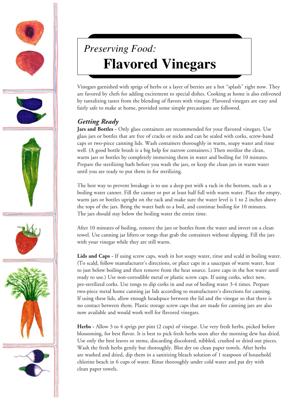 Flavored Vinegars Vinegars