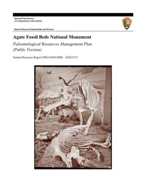 Agate Fossil Beds National Monument: Paleontological Resources Management Plan (Public Version)