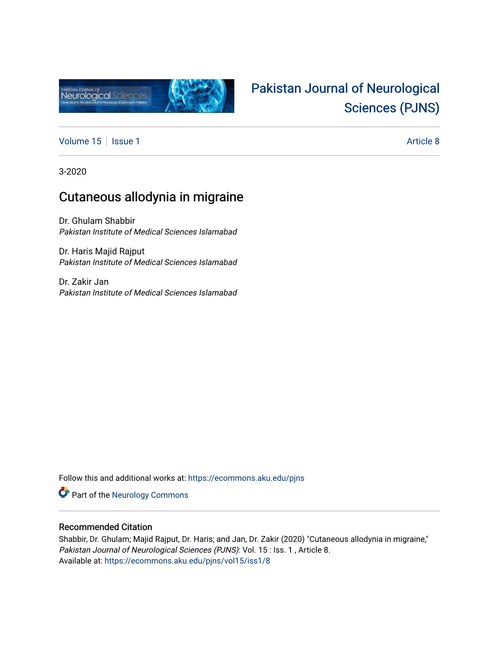 Cutaneous Allodynia in Migraine