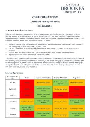 Oxford Brookes University Access and Participation Plan