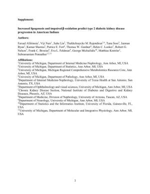 Supplement: Increased Lipogenesis and Impaired Β-Oxidation Predict Type 2 Diabetic Kidney Disease Progression in American India