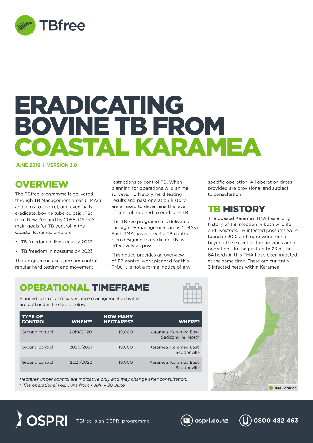 Eradicating Bovine Tb from Coastal Karamea June 2019 | Version 2.0