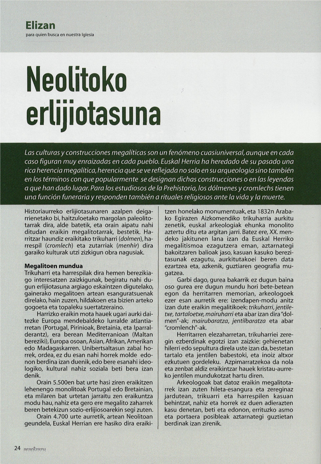 Neolitoko Erlijiotasuna