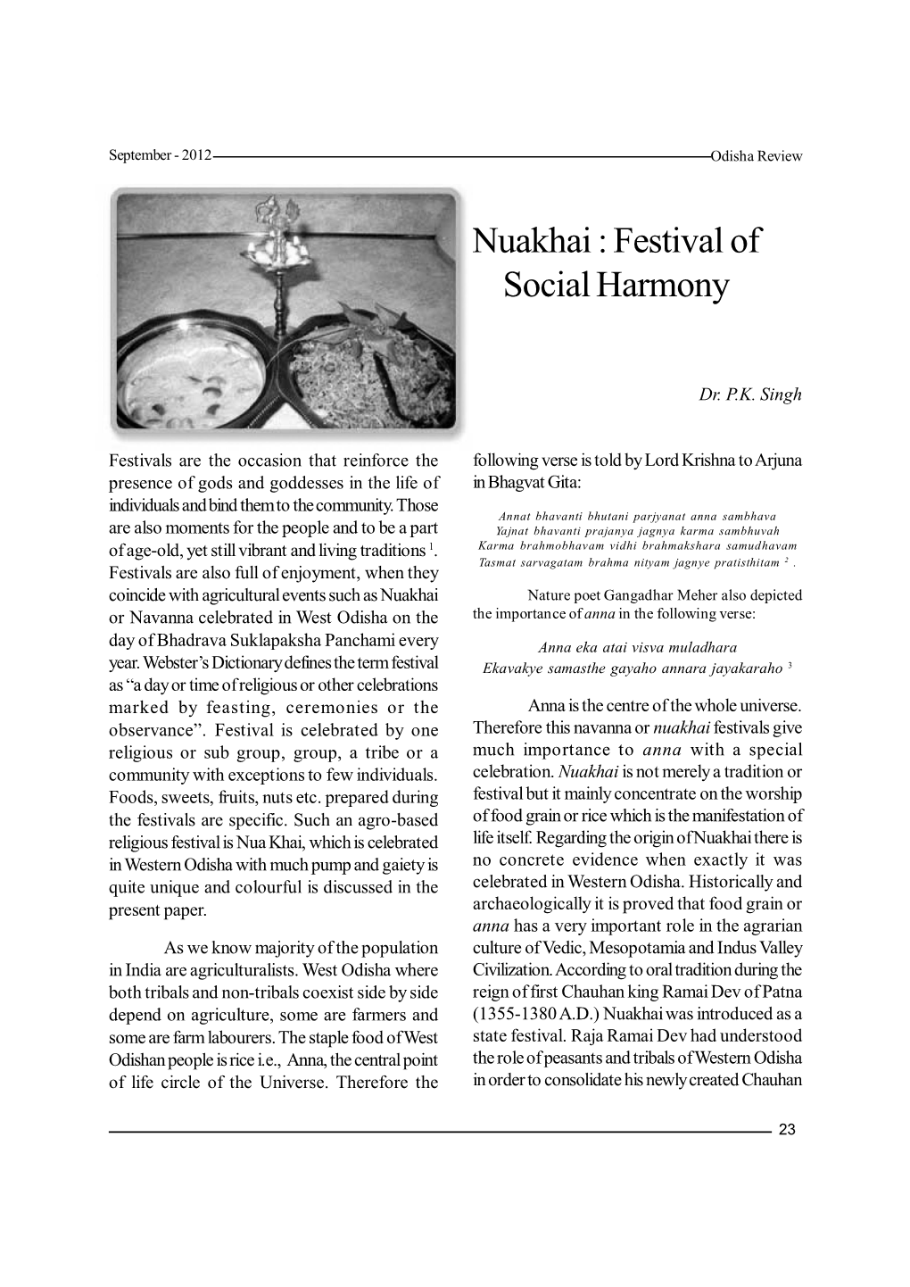 Nuakhai : Festival of Social Harmony