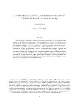 The Determinants of Local Leader Influence in Elections: a Lab-In-The