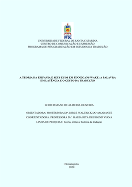 Universidade Federal De Santa Catarina Centro De Comunicação E Expressão Programa De Pós-Graduação Em Estudos Da Tradução