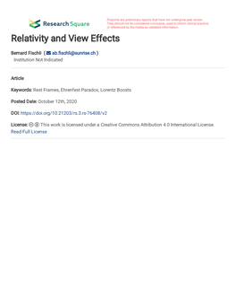 Relativity and View Effects