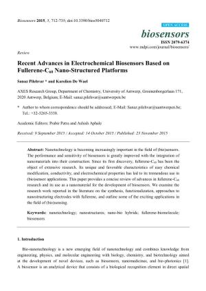 Recent Advances in Electrochemical Biosensors Based on Fullerene-C60 Nano-Structured Platforms