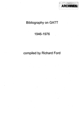 Bibliography on GATT 1946-1976
