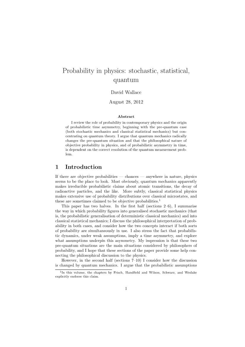Probability in Physics: Stochastic, Statistical, Quantum