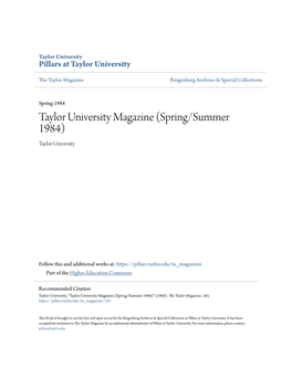 Taylor University Magazine (Spring/Summer 1984) Taylor University