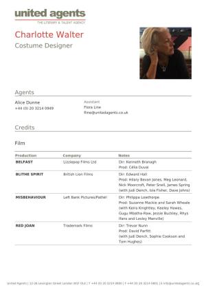 Charlotte Walter Costume Designer