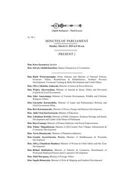 Minutes of Parliament Present