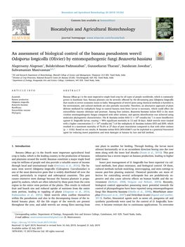 An Assessment of Biological Control of the Banana Pseudostem Weevil Odoiporus Longicollis (Olivier) by Entomopathogenic Fungi Beauveria Bassiana T