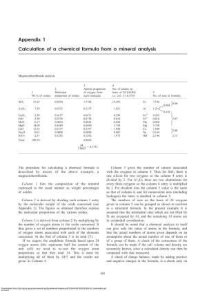 Appendix 1 Calculation of a Chemical Formula from a Mineral Analysis