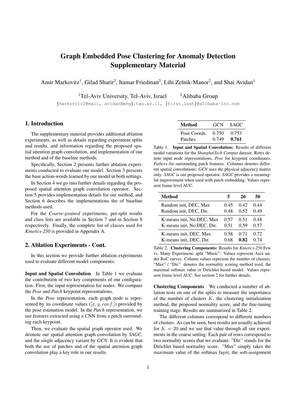 Graph Embedded Pose Clustering for Anomaly Detection Supplementary Material