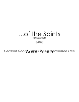 Of the Saints for Solo Flute (2009)