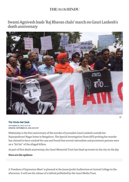'Raj Bhavan Chalo' March on Gauri Lankesh's Death Anniversary