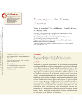 Mixotrophy in the Marine Plankton 313 MA09CH13-Stoecker ARI 10 November 2016 8:55