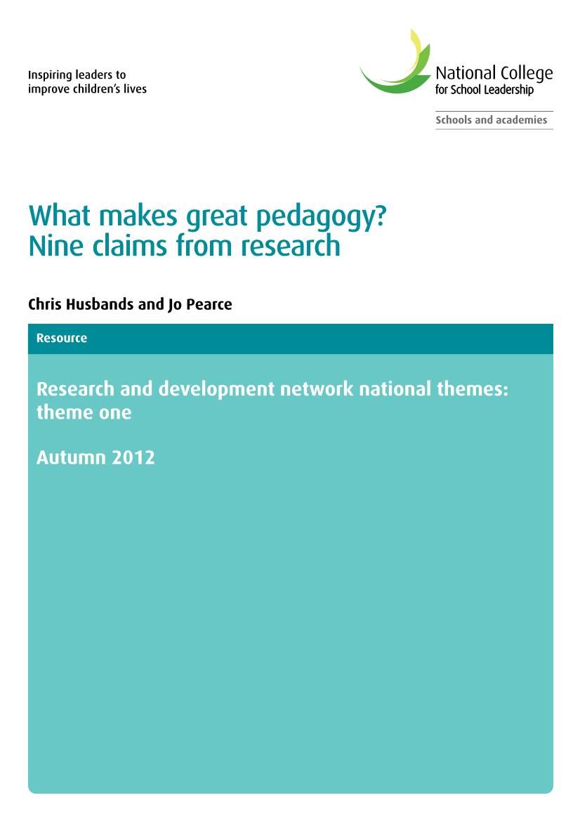 What Makes Great Pedagogy? Nine Claims from Research