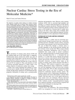 Nuclear Cardiac Stress Testing in the Era of Molecular Medicine*