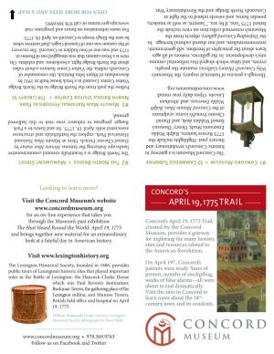 Download a Printable Version of Concord's April 19, 1775 Trail (PDF)