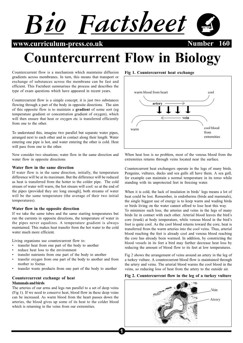 Countercurrent Flow in Biology