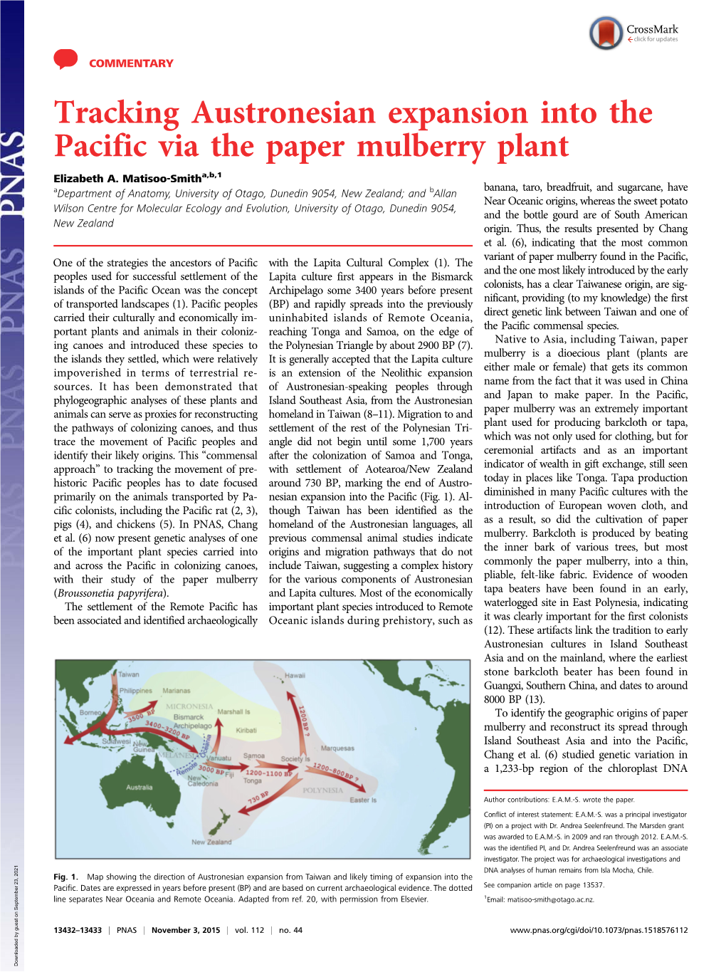 Tracking Austronesian Expansion Into the Pacific Via the Paper Mulberry Plant Elizabeth A