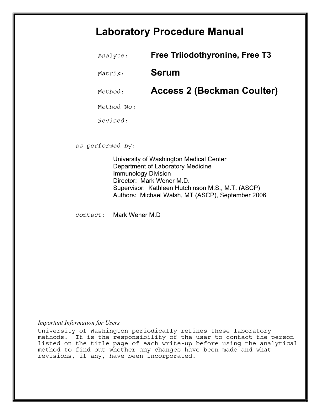 Free Triiodothyronine, Free T3