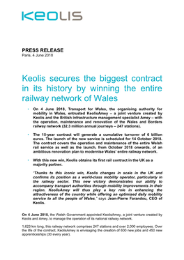 Keolis Secures the Biggest Contract in Its History by Winning the Entire Railway Network of Wales