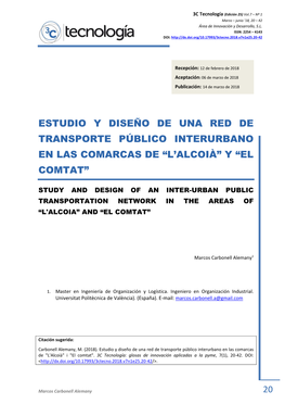 Estudio Y Diseño De Una Red De Transporte Público Interurbano En Las Comarcas De “L’Alcoià” Y “El Comtat”