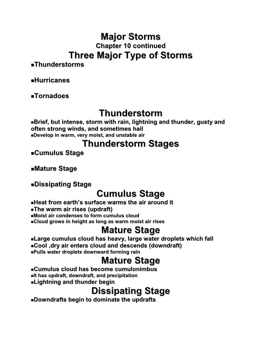 Major Storm Ss Three Major Type of Storms Thunderstorm
