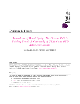 Antecedents of Brand Equity: the Chinese Path to Building Brands a Case-Study of GEELY and BYD Automotive Brands
