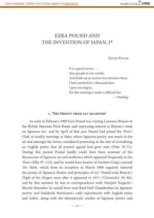 Ezra Pound and the Invention of Japan, I*