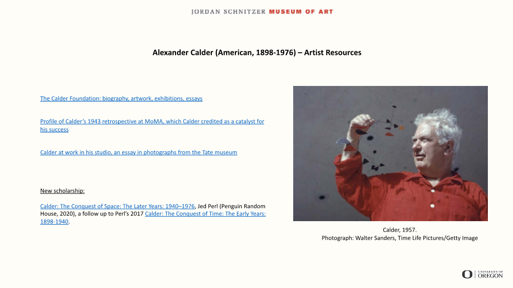 Alexander Calder (American, 1898-1976) – Artist Resources