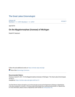 On the Mygalomorphae (Araneae) of Michigan