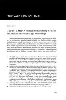 The "M" in MLP: a Proposal for Expanding the Roles of Clinicians in Medical-Legal Partnerships