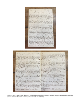 Figure 1-3. BNFC, C. VARI 473,48. Lettera Di F. Zandomeneghi Indirizzata a Telemaco Signorini, Datata 23 Gennaio 1869