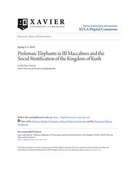 Ptolemaic Elephants in III Maccabees and the Social Stratification of the Kingdom of Kush Leslie Dean Sam Jr