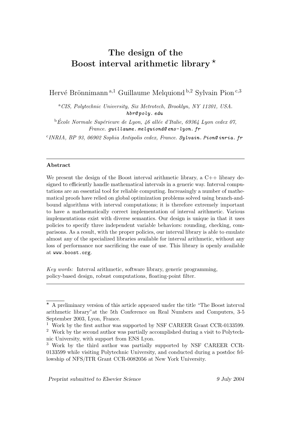 The Design of the Boost Interval Arithmetic Library ?