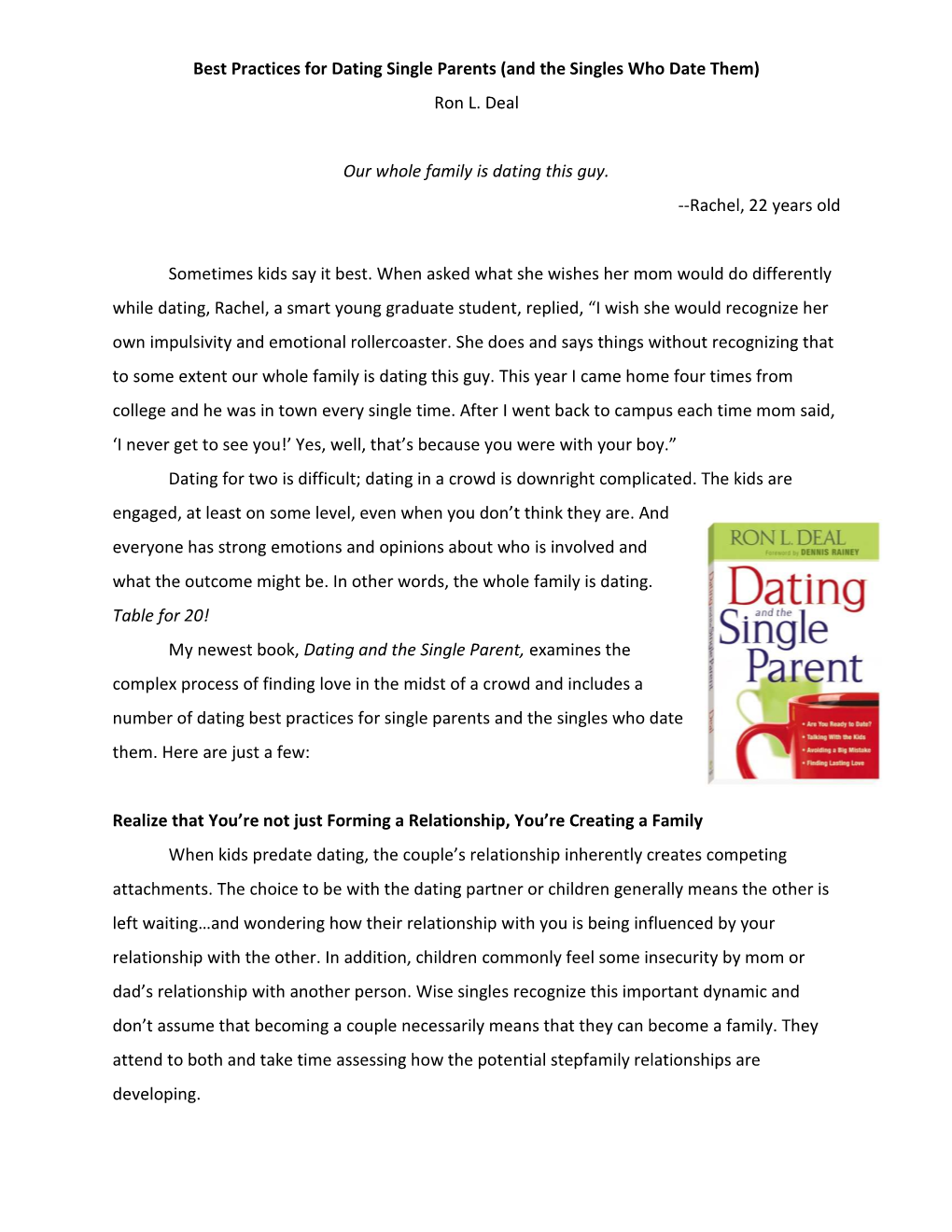 Best Practices for Dating Single Parents (And the Singles Who Date Them) Ron L