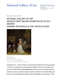 National Gallery of Art Mounts First Major Exhibition of Dutch Master Gerard Ter Borch in the United States