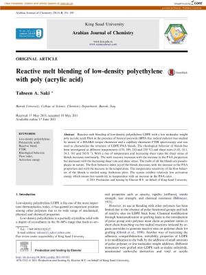 Reactive Melt Blending of Low-Density Polyethylene with Poly (Acrylic Acid)